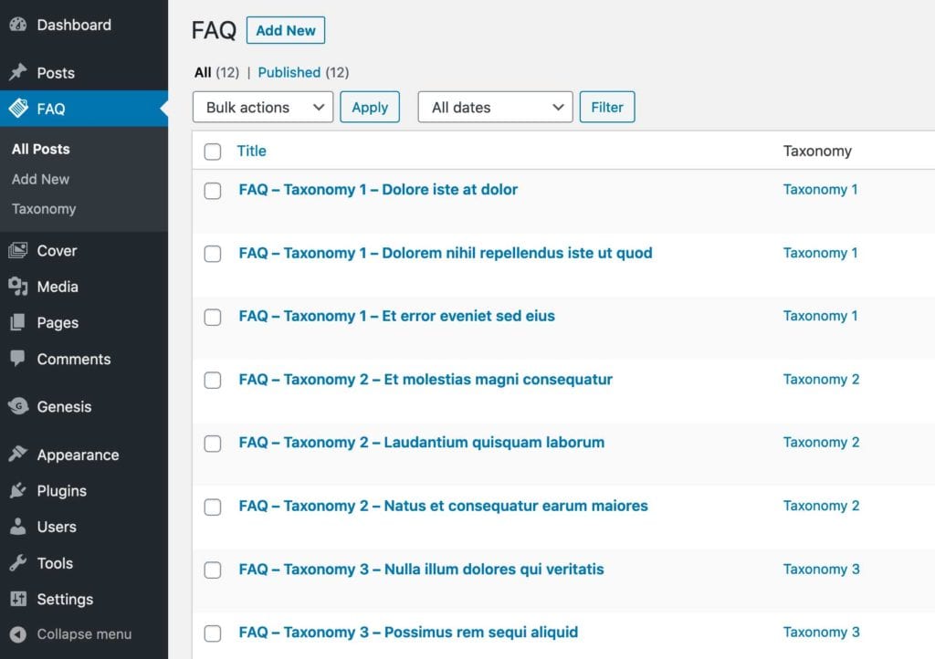 Create some posts in FAQ